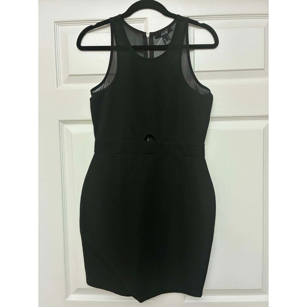 Streetwear Society Black Bodycon Dress L Mesh Racerback Zip Cocktail Party NWT